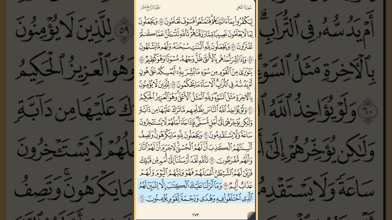القرآن الكريم سورة النحل من الايه الكريمه 55 إلى الآية الكريمة 72 محمد ايوب