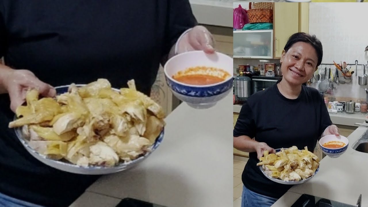 Ayam kampung rebus dan sambal cocolan beserta lauk pelengkap 