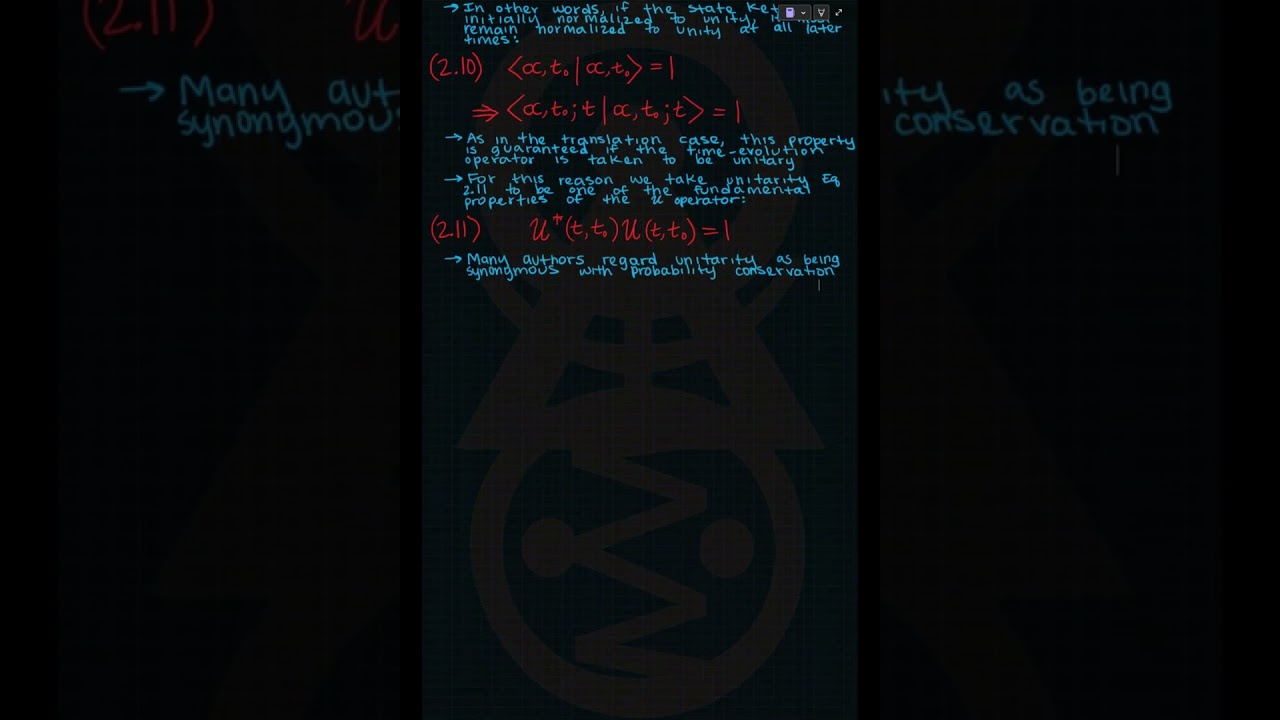 Quantum Mechanics - Sect 2.1 - Time Evolution and the Schrodinger Equation - Part 1