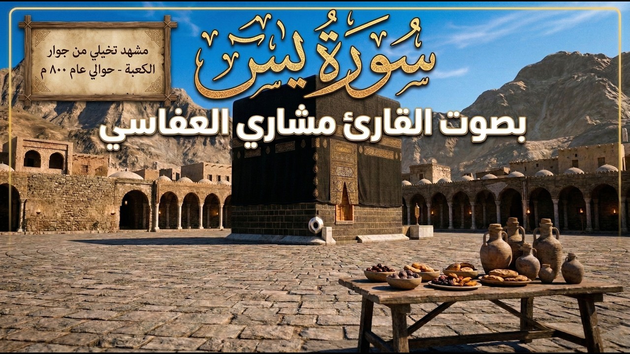 سورة يس كاملة بصوت فضيلة الشيخ مشاري العفاسي | مشهد تخيلي مهيب للكعبة عام 800 م 🕋⭐☪️
