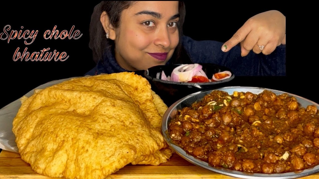 ASMR Eating Chole Bhature with Salad | Indian Food Eating Challenge