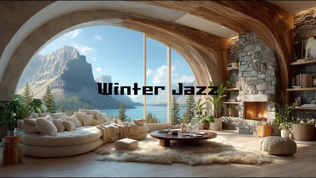 4K Winter Chill Jazz ❄️ Cozy Luxury Cabin Ambience | Relaxing Jazz Music