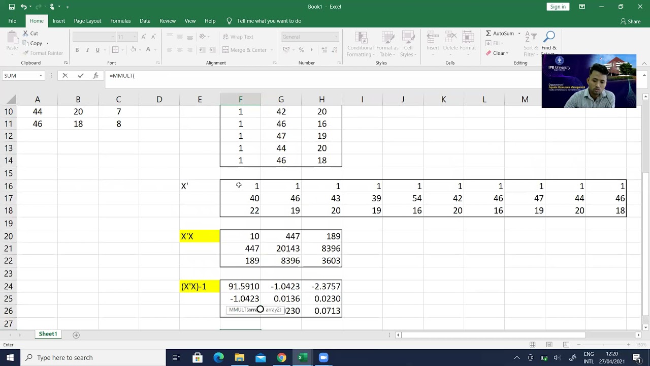 Matrix Method for Multiple Linear Regression (Metode Matriks untuk Regresi Linear Berganda)