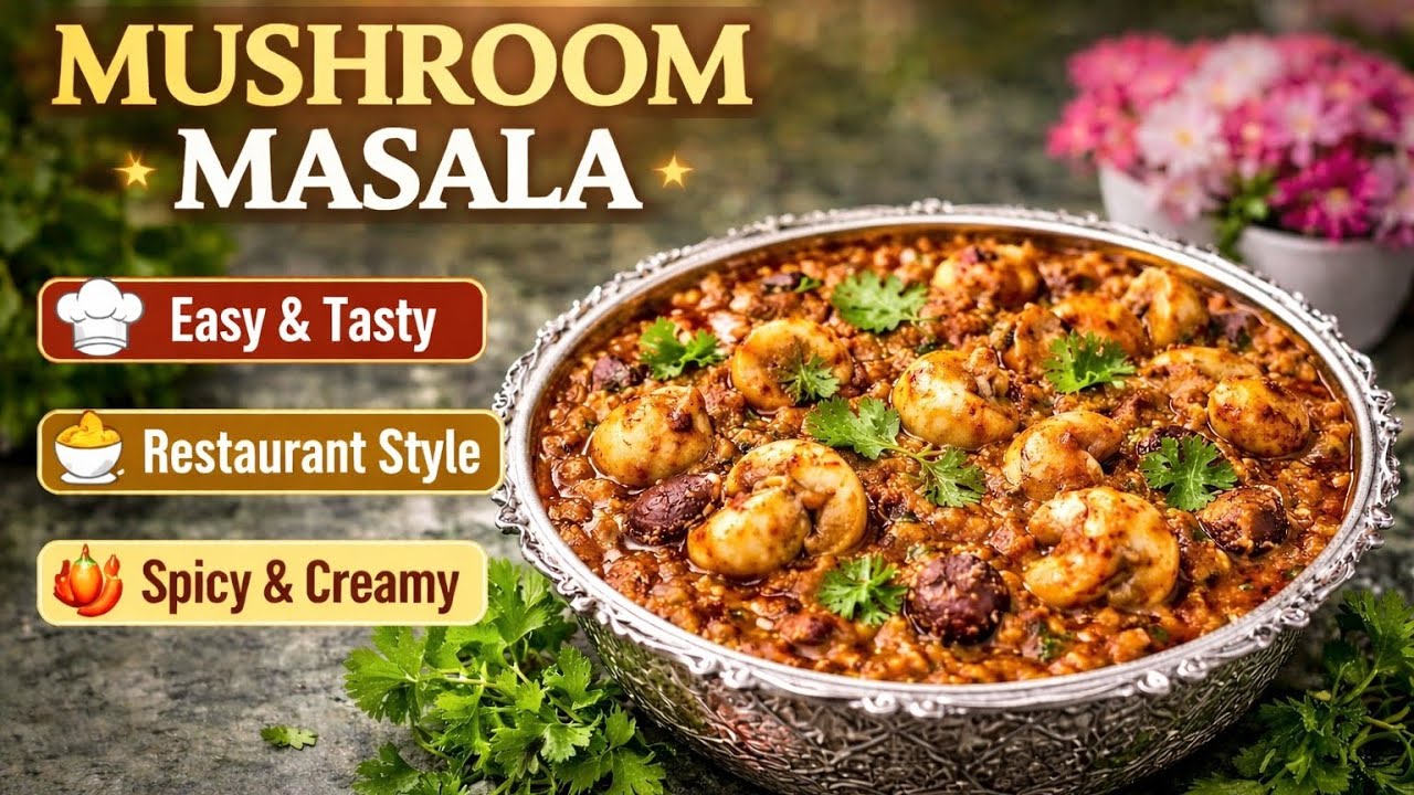 Mashroom masala recipe | mashroom recipe at home 🤤 #mashroom #viralvideo #youtube