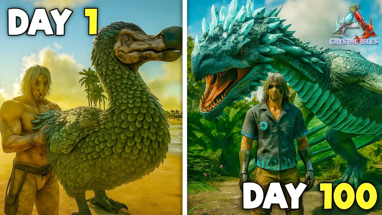 I Spent 100 Days In Crystal Isles | Ark Survival Evolved 100 Days !!