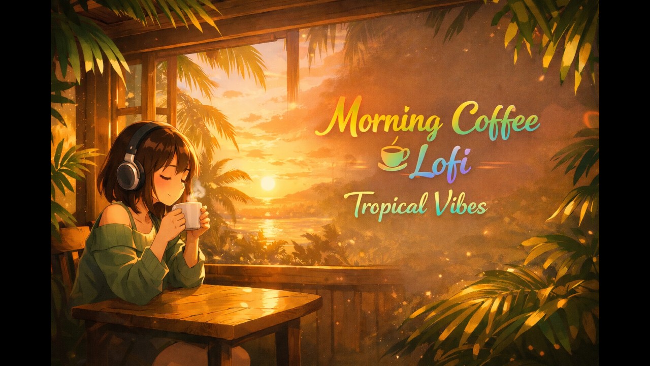 ☀️ Morning Coffee Lofi – Tropical Chill Beats to Start Your Day | Relaxing Guitar & Piano Cafe Vibes