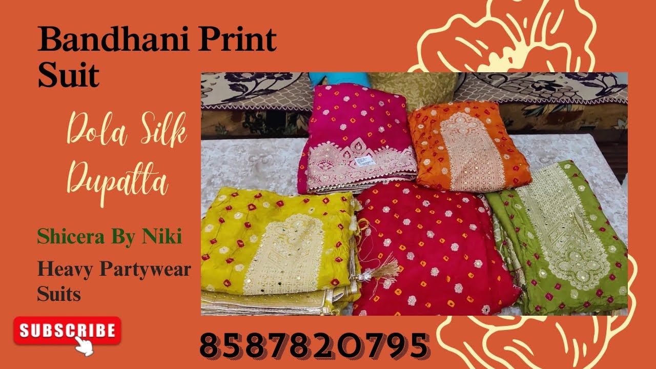 (Jan 15) Bandhani Print 🌹Dola Silk 🌹 Heavy Partywear suits🌹 For Order- 8587820795