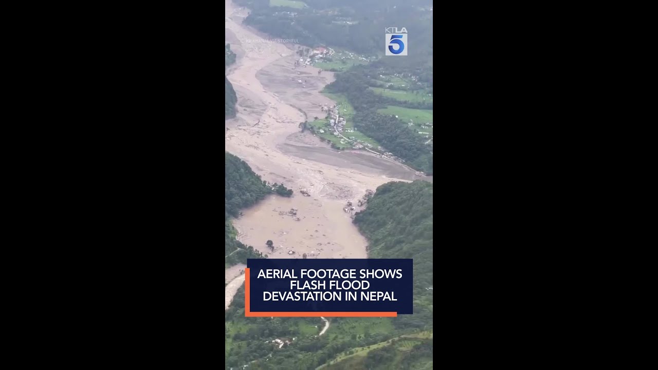 Aerial footage shows flash flood devastation in Nepal