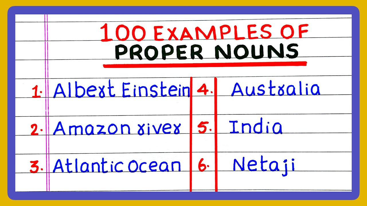 PROPER NOUN WORDS | 10 | 20 | 30 | 50 | 100 EXAMPLES OF PROPER NOUNS | Special Names | in English