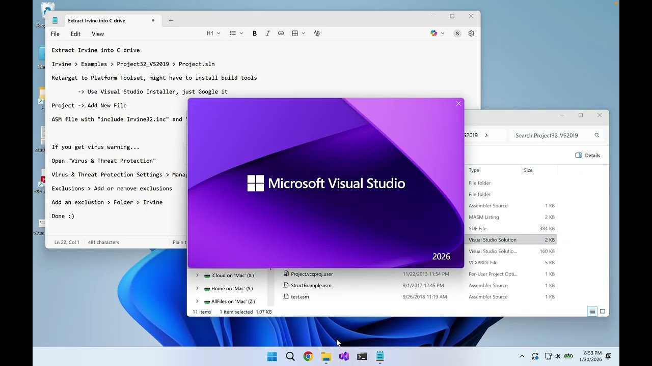 Including the Irvine32 Library | A1000 cannot open file : Irvine32.inc workaround