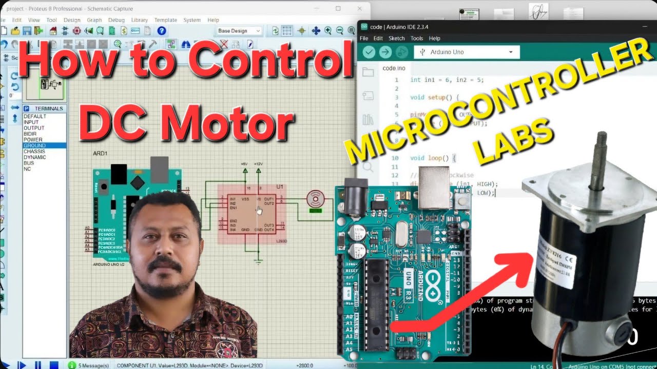 How to Control DC Motor | Proteus Simulation | Arduino Microcontroller