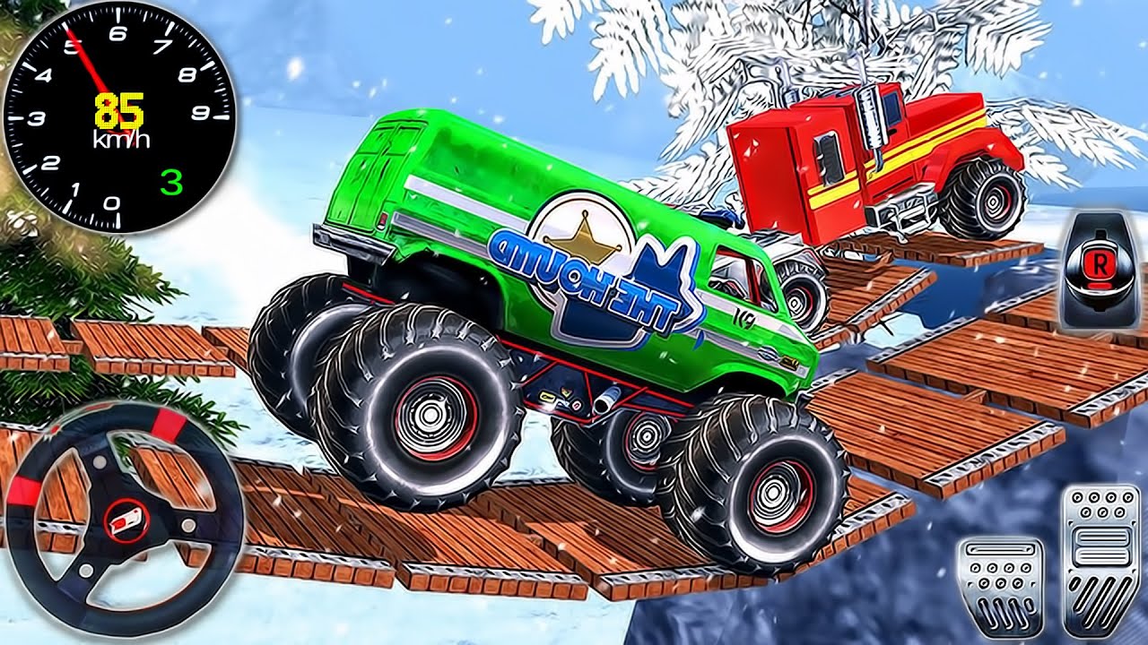 Offroad Monster Truck Driving Simulator - Impossible Jeep Stunt Ramp Racing 3D - Android GamePlay #3