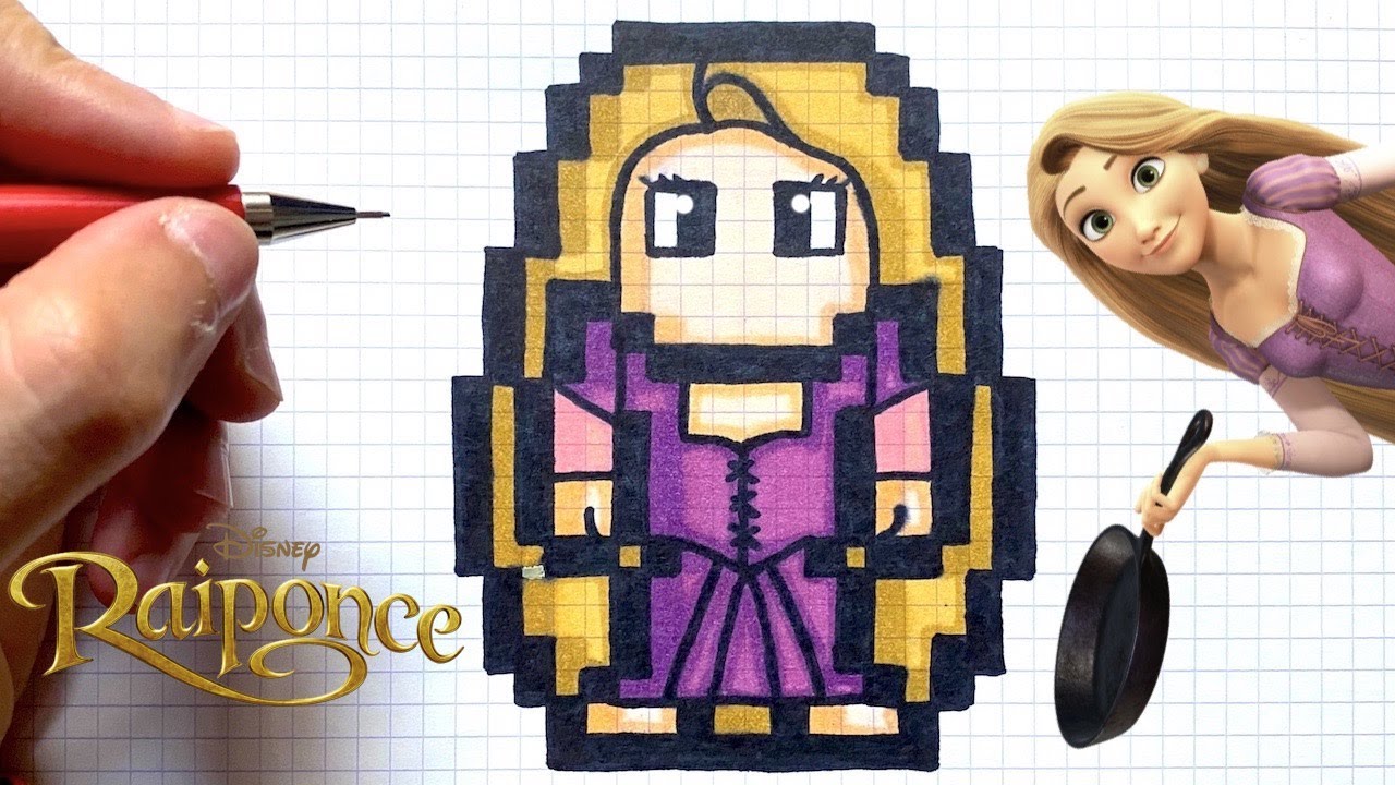 TUTO DESSIN RAIPONCE PIXEL ART DISNEY