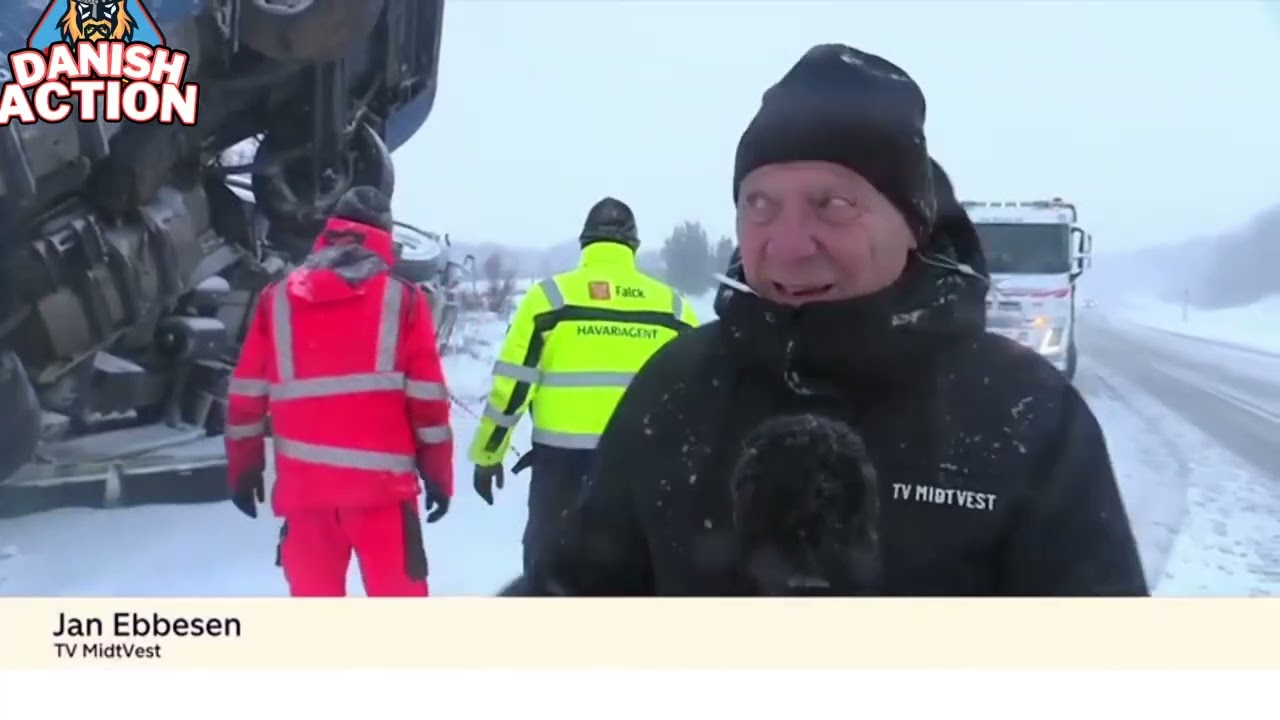 Klip Fra snestormen der Ramte Danmark januar 2024