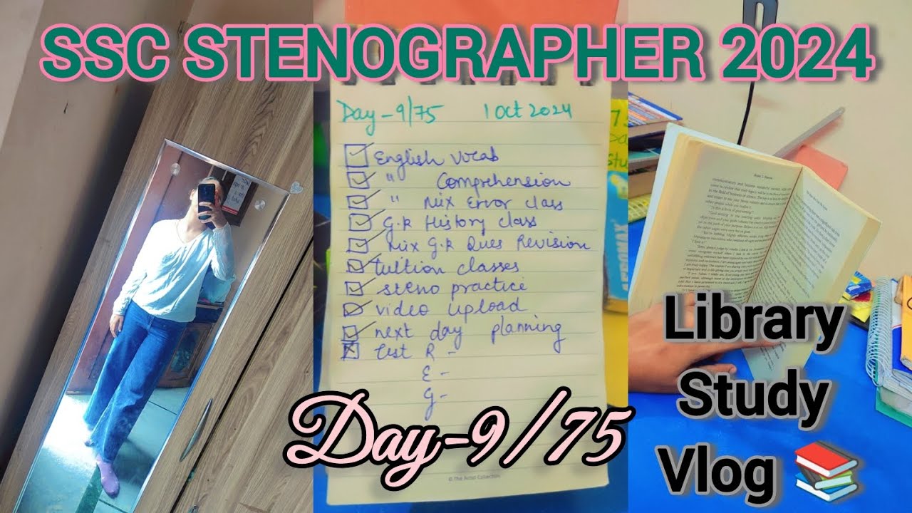 ssc stenographer study vlog|library study vlog|Day-9/75 