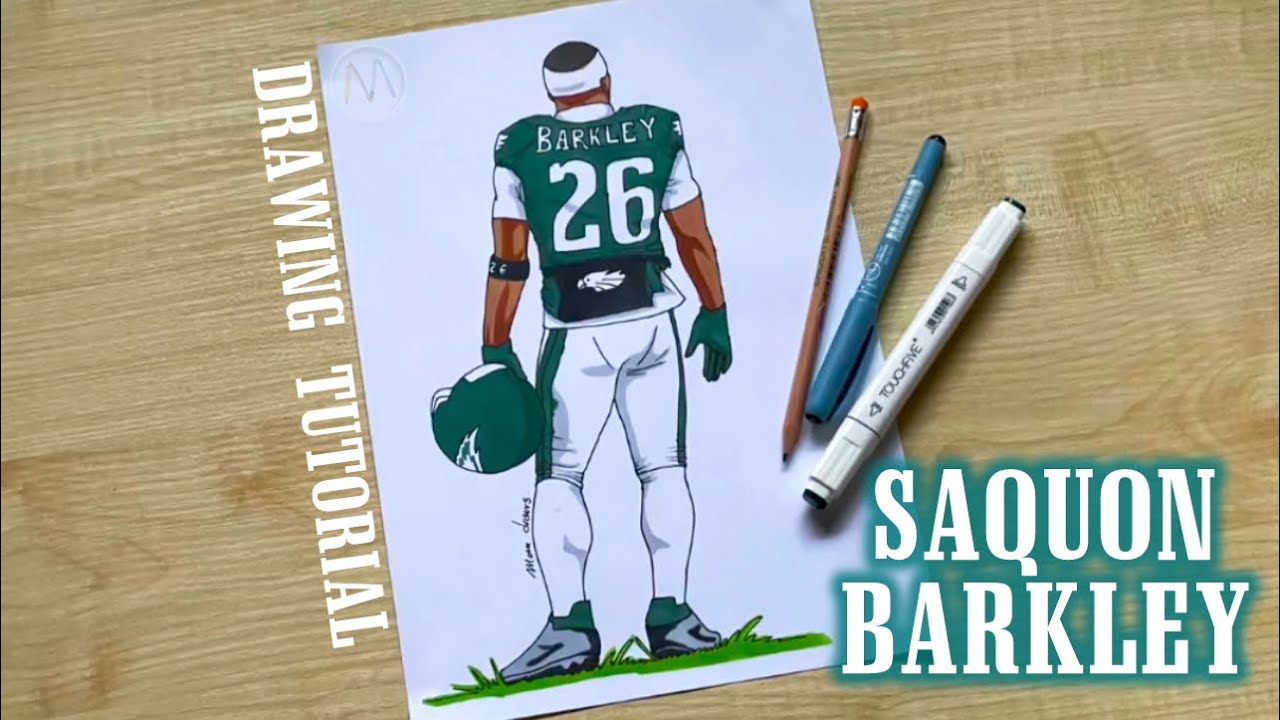 How to draw Saquon Barkley on the Eagles / Saquon Barkley / Philadelphia Eagles