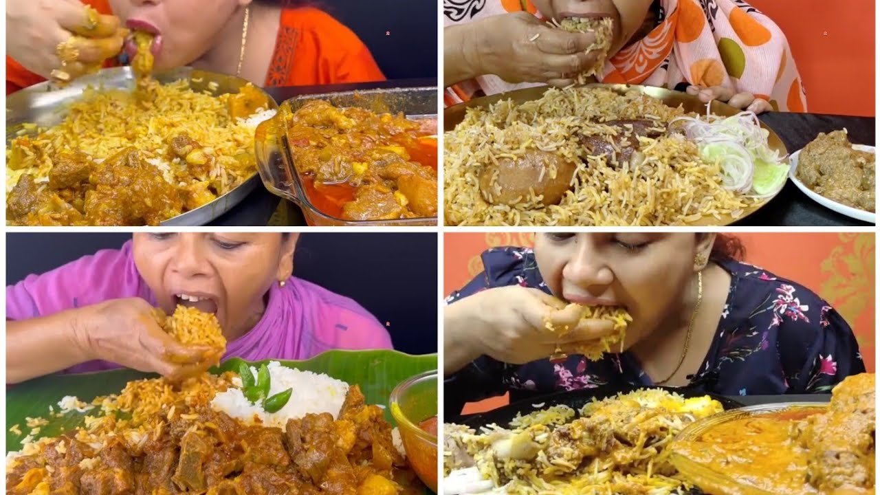 Mother VS Daughter Eating Competition Mutton Briyani, Mutton Curry, Chicken Curry, Mutton Chap, Rice