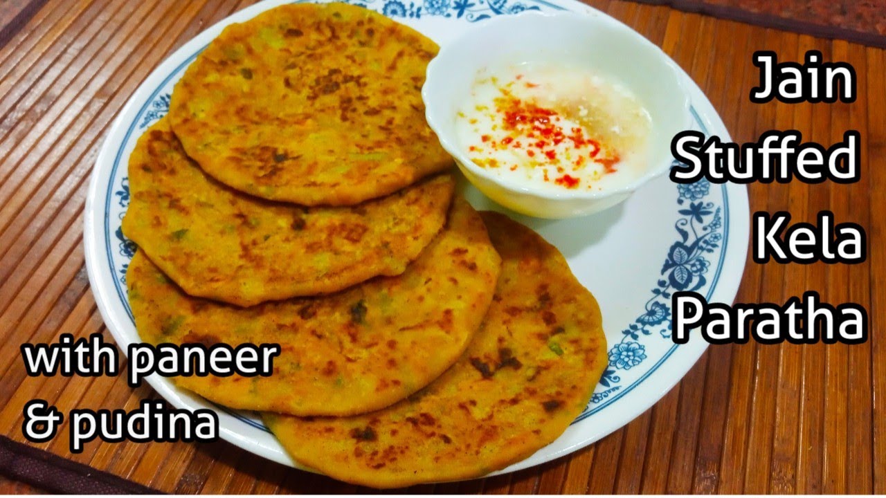 Jain Stuffed Kela Paratha | No onion no garlic stuffed paratha recipe | paratha with paneer & pudina