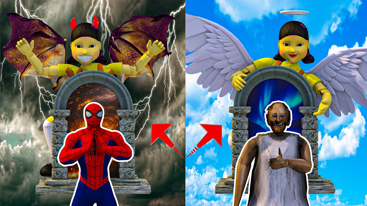 Playing as SpiderMan x Granny x Grandpa x Baby Spider Team Family in Granny House