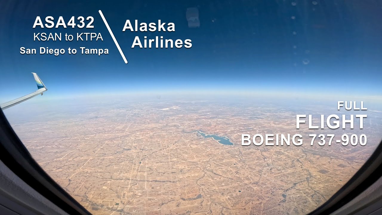 FULL FLIGHT [4K]: San Diego to Tampa  | Alaska Airlines ASA432 - Boeing 737-900 - SAN to TPA