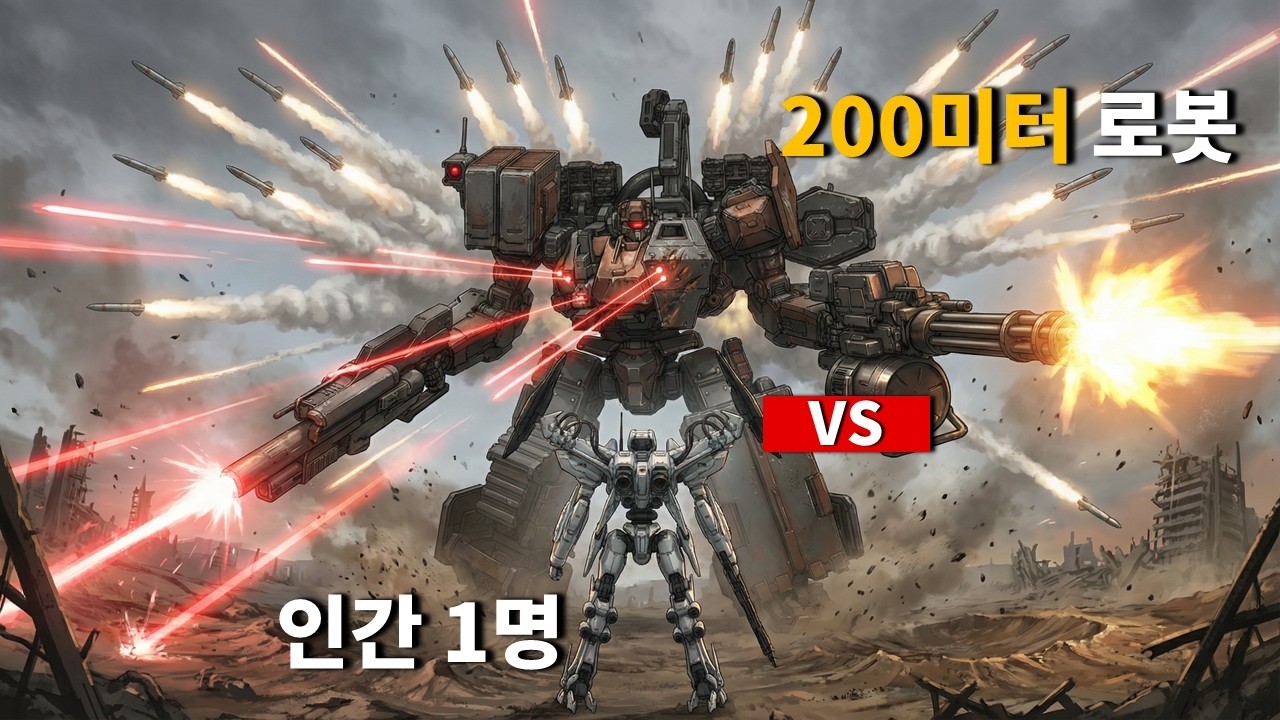 200미터 로봇 vs 인간 1명 세기의 전투