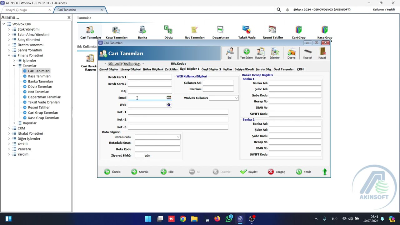Akınsoft Wolvox 9 da Cari Tanımı Nasıl Yapılır?