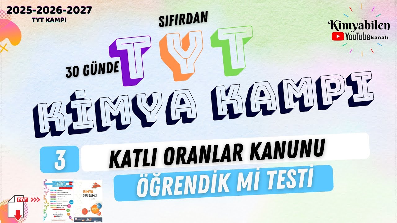 KATLI ORANLAR KANUNU SORU ÇÖZÜMÜ -TYT KİMYA KAMPI +PDF