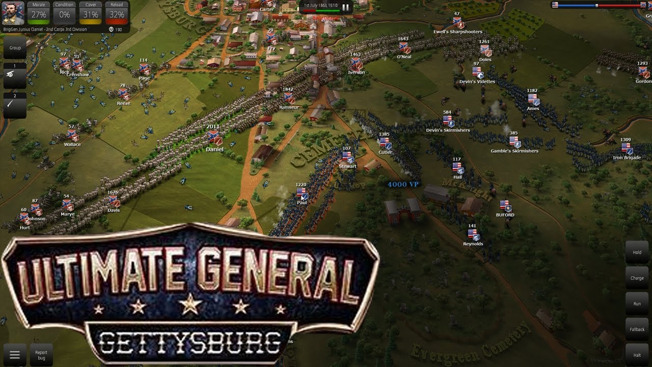 Ultimate General : Gettysburg - Day One Afternoon - Confederates capture Seminary Ridge Gameplay