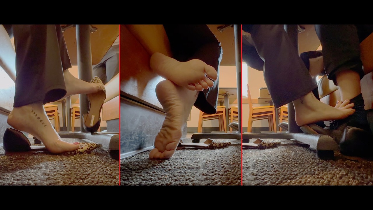 Lunch Date 3 Preview (Public Shoeplay Dangling Heel Pop Shoe Drop Flats Bare Feet)