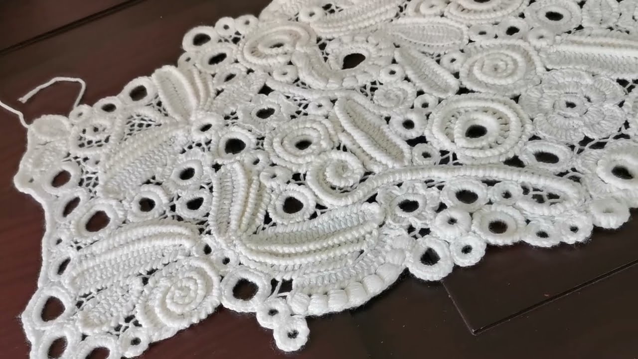 الكروشية الايرلندي  из ирландского кружева крючком. how to make irish cardigan