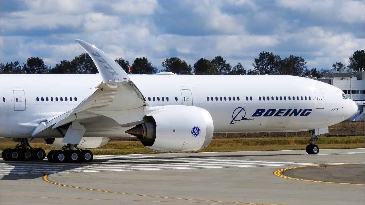 Powerful Departure! Boeing 777X WH004 Takes Off from Paine Field Airport.
