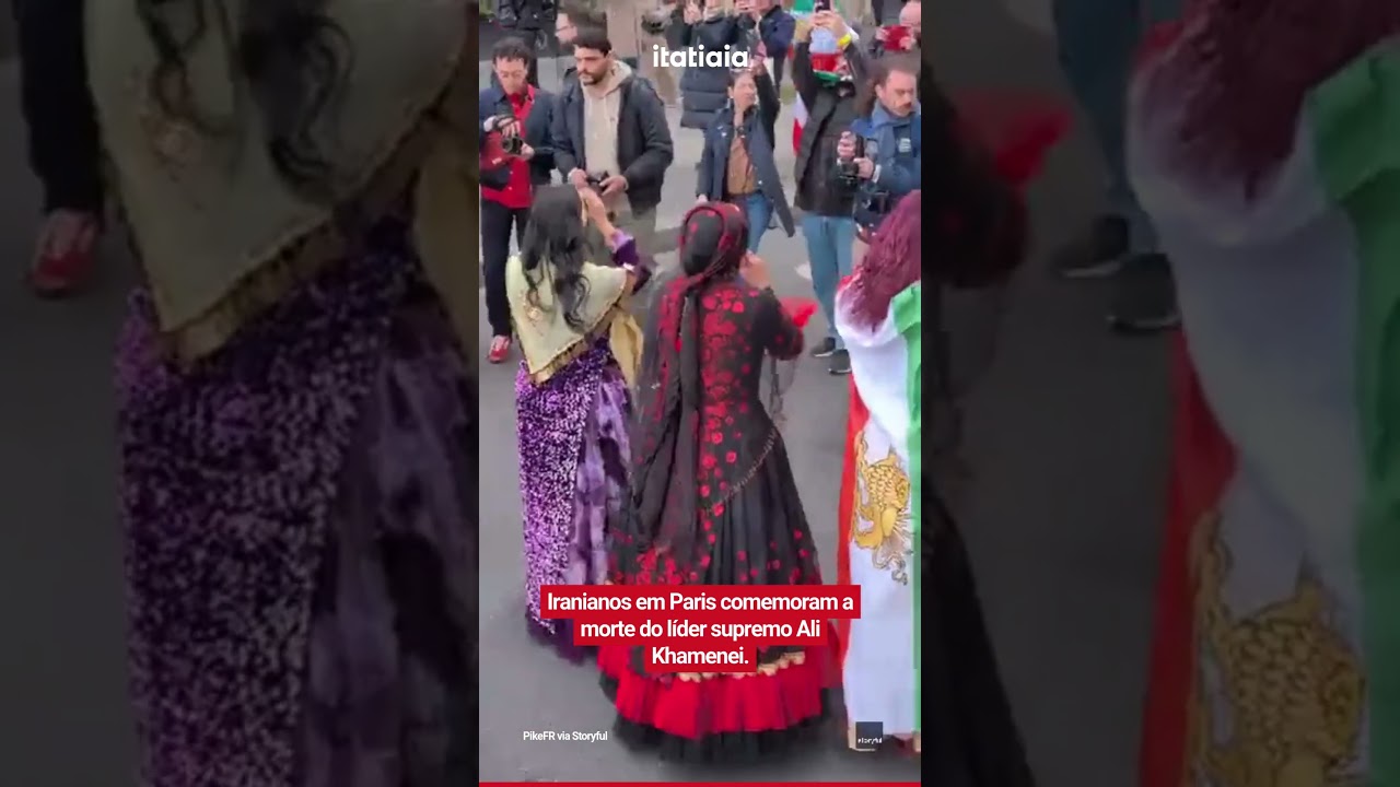 IRANIANOS EM PARIS COMEMORAM A MORTE DO L&Iacute;DER SUPREMO ALI KHAMENEI.