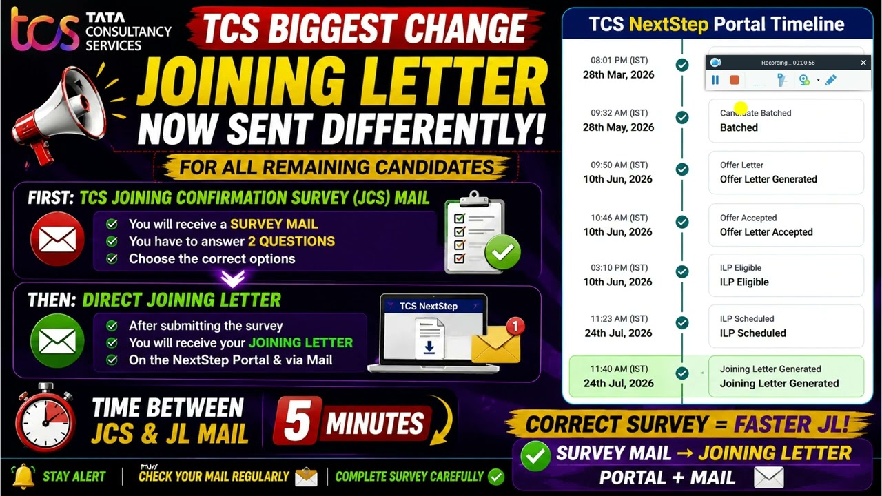 😱TCS Biggest Change in Joining Letter Process 2026 | JCS Survey &rarr; Direct Joining Letter in 5 Minutes