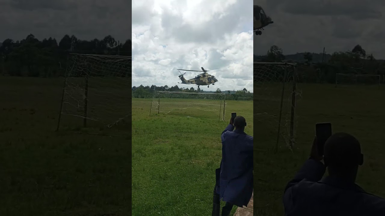 KENYA AIR FORCE CHOPPER LAND AT EMURUA DIKIRR TO ASSESS PRESIDENTIAL SECURITY