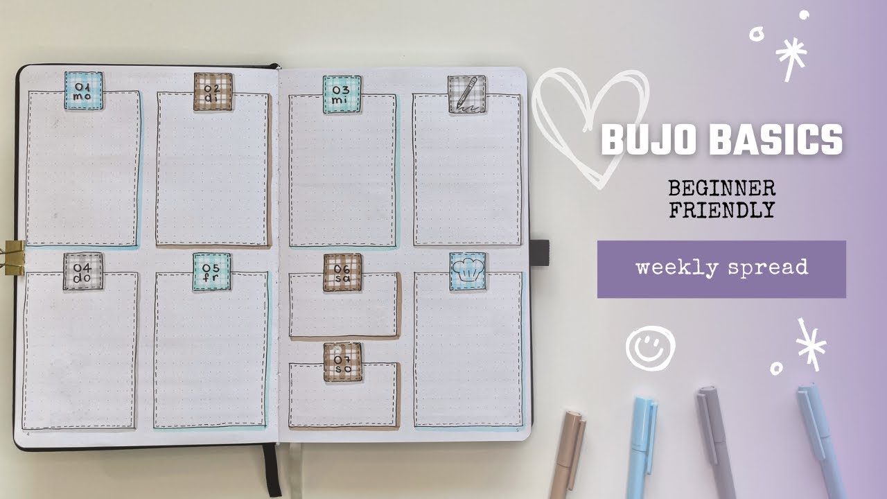BuJo Beginner Setup Idee für Anfänger - Bullet Journal Deutsch - Weekly Spread - Triplus Textsurfer