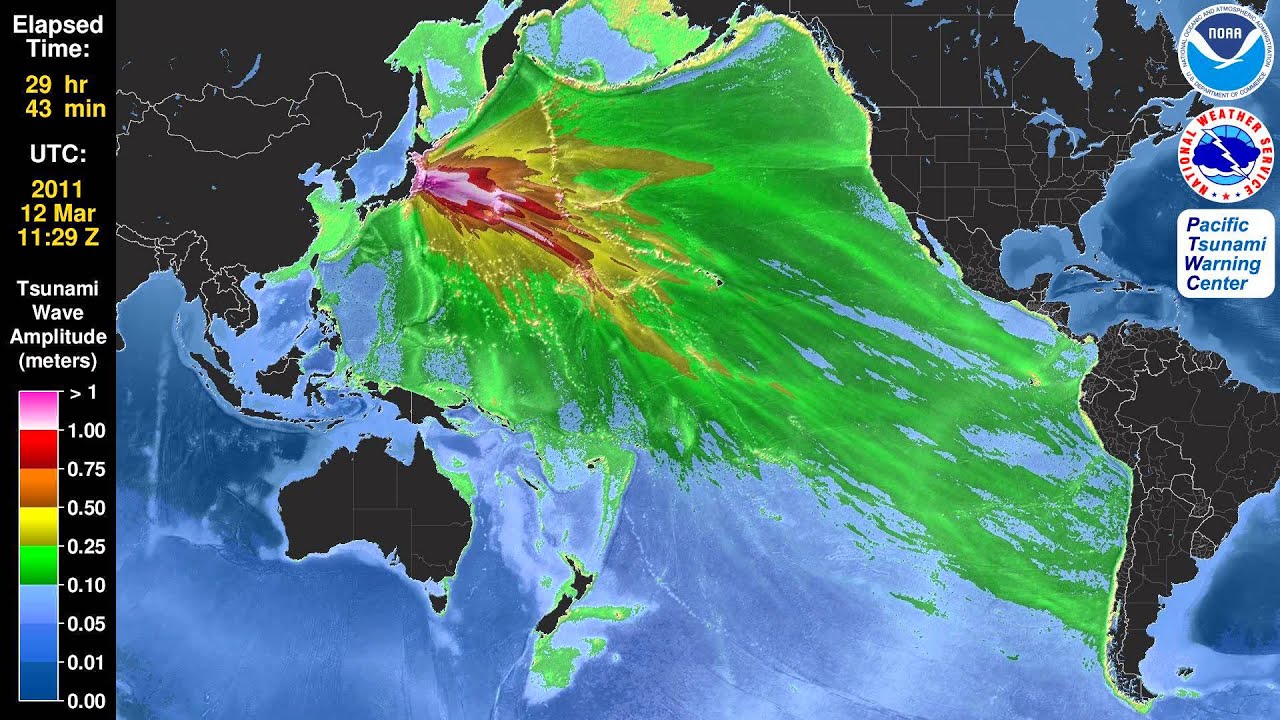 Tsunami Animation:  Tohoku, Japan 2011 (Mercator)
