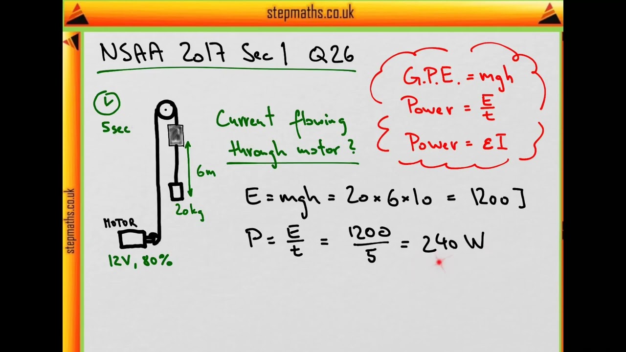 ENGAA 2017 Section 1 - Q12 - Mechanical and Electric Power - Worked Solution