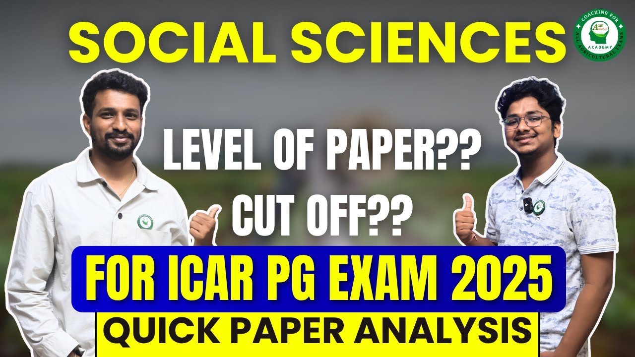 Social Sciences ICAR PG 2025 Quick Analysis|Level of Paper?What will be the cutoff? complete details
