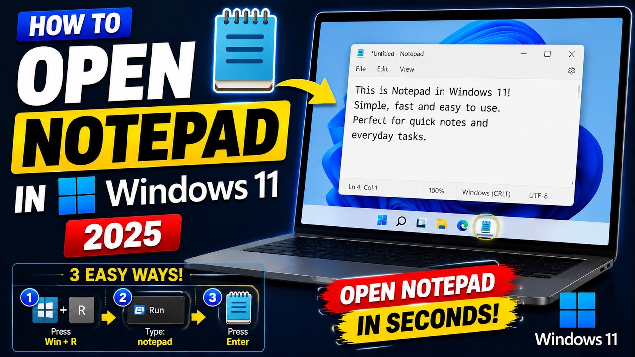 How to Open Notepad in Windows 11 (2026) | Easy Methods