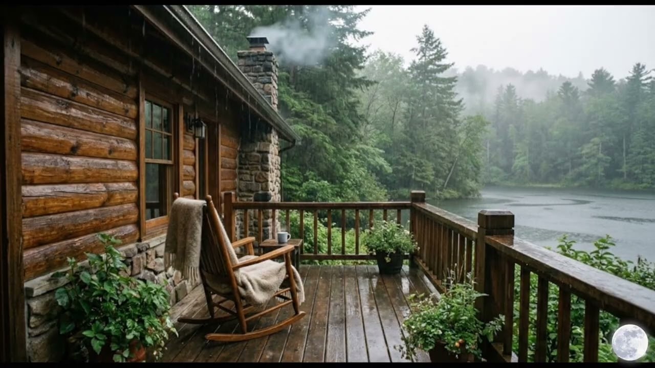 Deep Drift — Quiet Ambience 🌧️ Rain on a Lakeside Cabin Porch 3 Hours