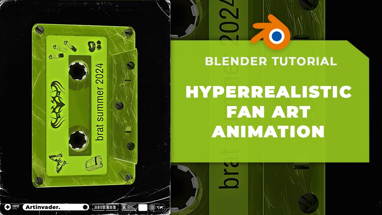 Blender Tutorial: Hyperrealistic 3D Cassette Animation (Charlie XCX BRAT Edition)