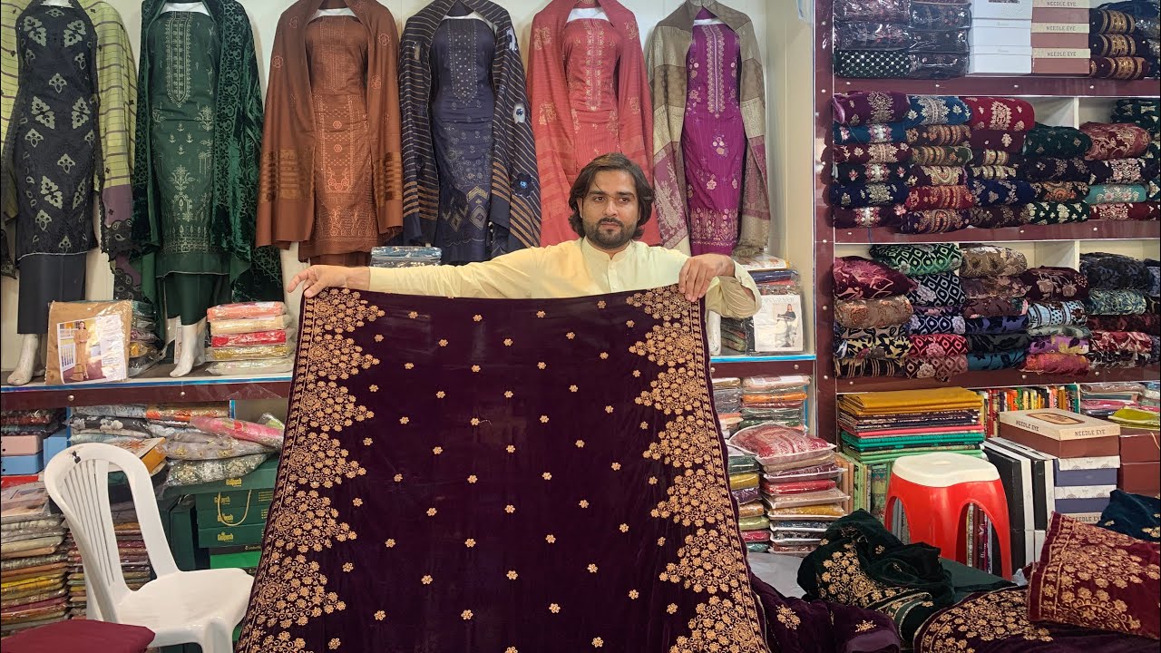 New design velvet 3pc shawl 