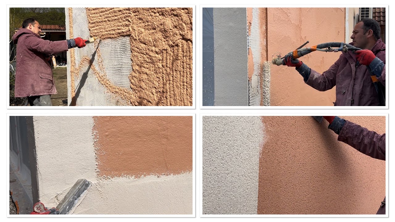 Ravalement enduit façade projeté avec machine _ How to apply a facade coating (simple method 