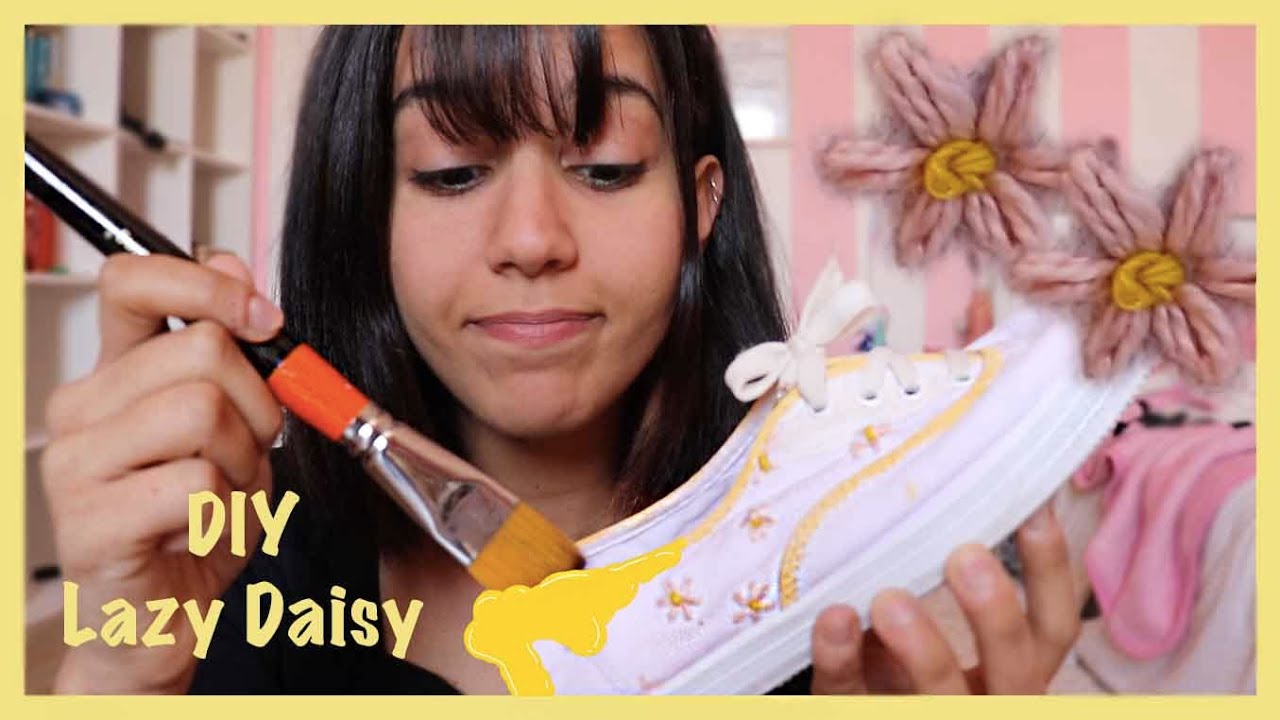DIY Lazy Daisy | طريقه تطريز ورد بسيط | غيرت شكل حذائي تماما