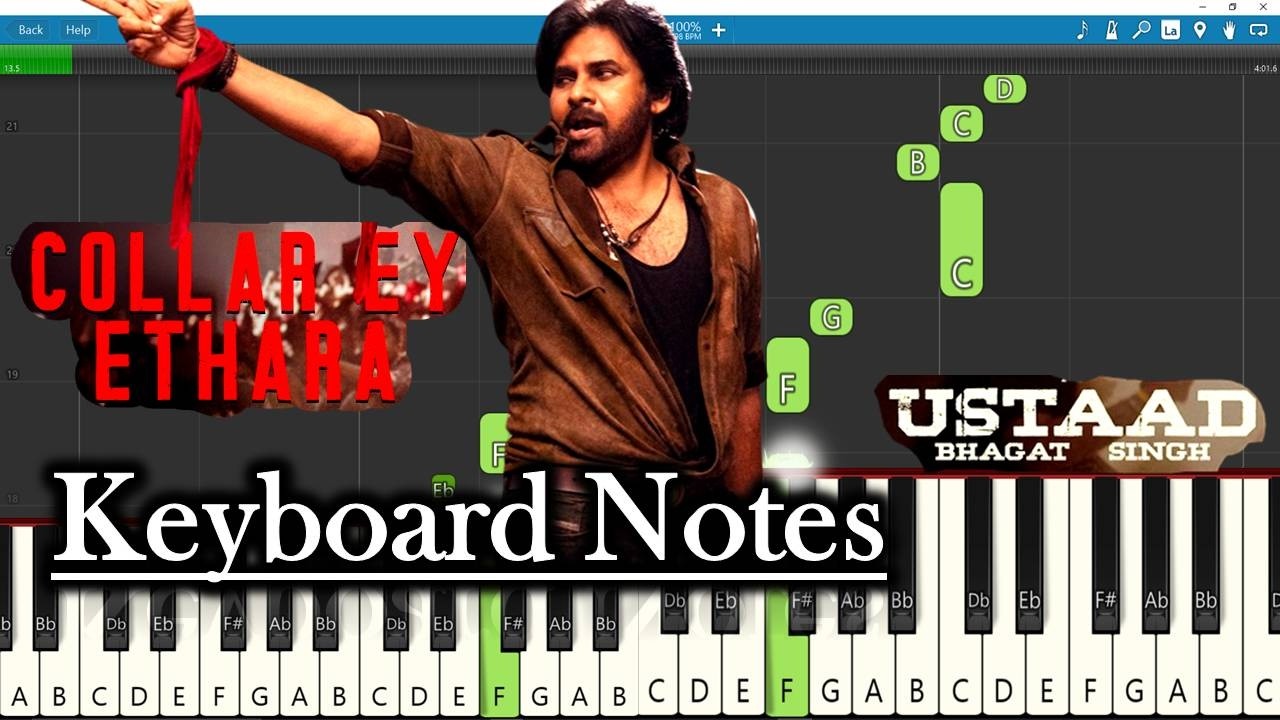 Collar Ey Etthara Song Keyboard Notes 🎹 | DSP | Pawan Kalyan | Ustaad Bhagat Singh | Easy Piano