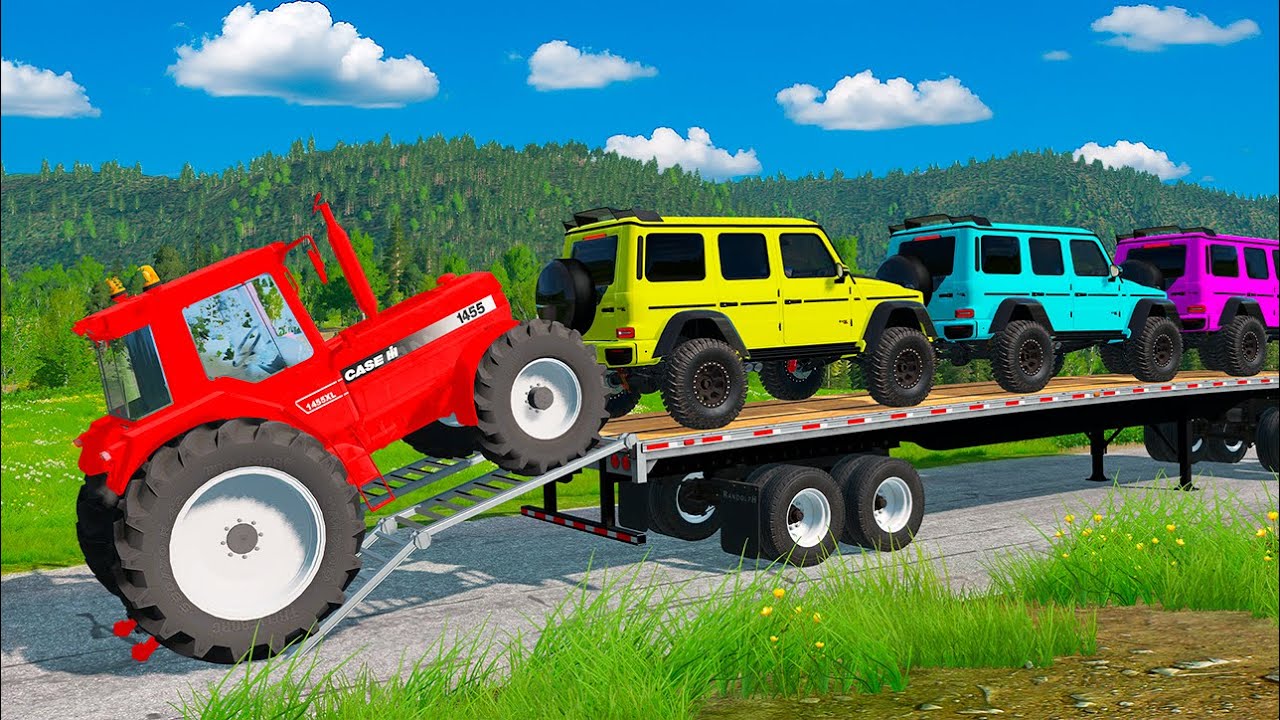 Flatbed Truck Mcqueen | Transportation with Truck - Pothole vs Car #07- BeamNG.Drive