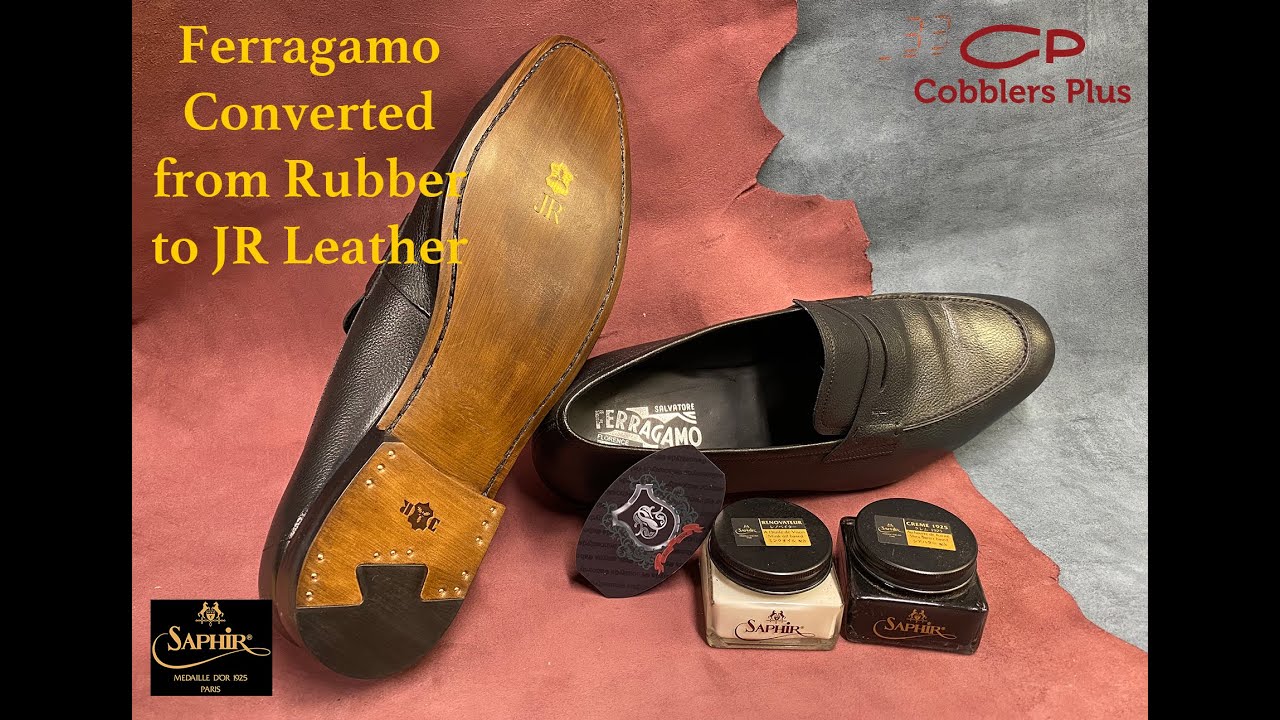 Ferragamo Loafers converted from a Molded Rubber Soles to Blake Stitched  JR Leather Full Soles