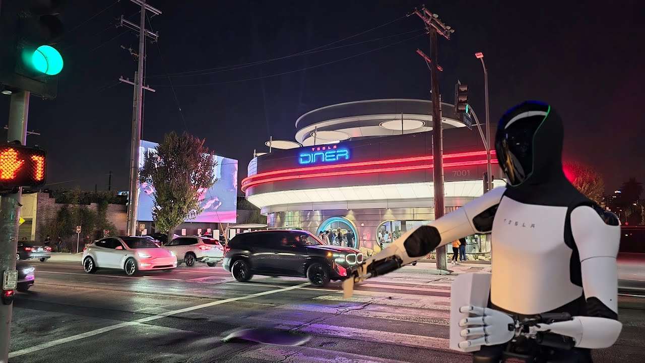 Tesla Optimus Tesla Diner Голливуд