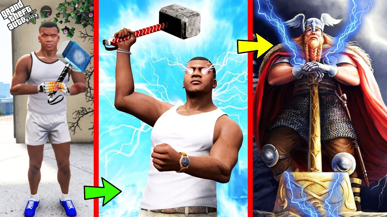 Franklin lifts thor hammer to upgrade & become thor In gta 5