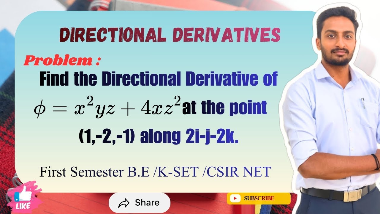 Find the Directional derivative of Φ=x^2yz+4xz^2 at the point (1,-2,1) along 2i-j-2k 